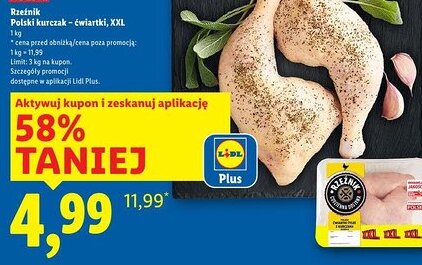 Lidl Rzeźnik Polski kurczak ćwiartki oferta