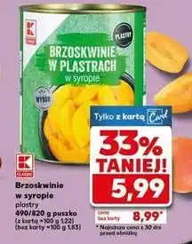 Kaufland Brzoskwinie w syropie plastry 490/820 g puszka oferta