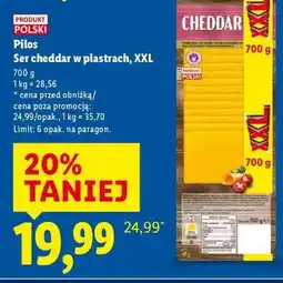 Lidl PILOS Ser cheddar w plastrach, XXL oferta