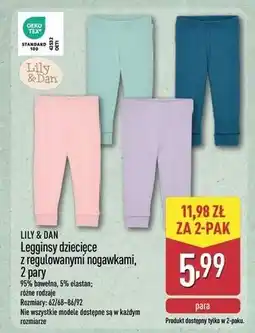 ALDI LILY & DAN Legginsy dziecięce z regulowanymi nogawkami, 2 pary oferta