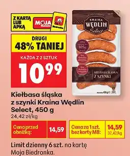 Biedronka Kiełbasa śląska z szynki Kraina Wędlin Select oferta