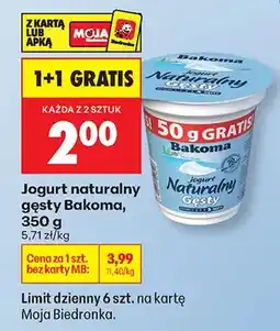 Biedronka Jogurt naturalny gęsty Bakoma oferta