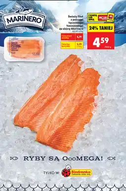 Biedronka Świeży filet z pstrąga tęczowego łososiowego ze skórą Marinero oferta