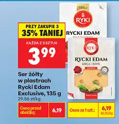 Biedronka Ser żółty w plastrach Rycki Edam Exclusive oferta