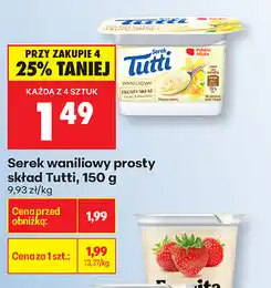 Biedronka Serek waniliowy prosty skład Tutti oferta