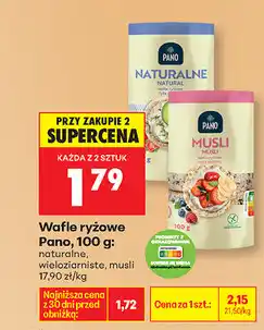 Biedronka Wafle ryżowe Pano, 100 g: naturalne, wielozbożowe, musli oferta