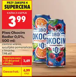 Biedronka Okocim Radler 0,0% 500 ml (cytryna, egzotyczny, wiśnia i pigwa, pomarańcza z limonką) oferta