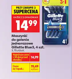 Biedronka Maszynki do golenia jednorazowe Gillette Blue3, 4 szt oferta