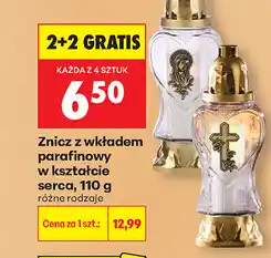 Biedronka Znicz z wkładem parafinowym w kształcie serca oferta