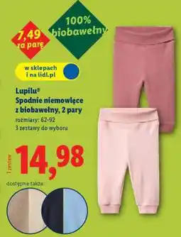 Lidl Lupilu Spodnie niemowlęce z biobawełny, 2 pary oferta