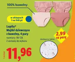 Lidl Lupilu Majtki dziewczęce z bawełną, 4 pary oferta