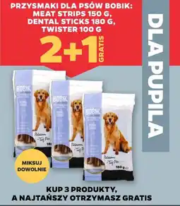 Netto Przysmaki dla psów Bobik: Meat Strips 150g, Dental Sticks 180g, Twister 100g oferta