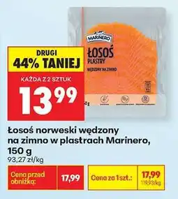 Biedronka Łosoś norweski wędzony na zimno w plastrach Marinero, 150 g oferta