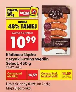 Biedronka Kiełbasa śląska z szynki Kraina Wędlin Select 450 g oferta