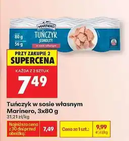 Biedronka Tuńczyk w sosie własnym Marinero, 3x80 g oferta