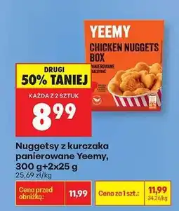 Biedronka Nuggetsy z kurczaka panierowane Yeemy, 300 g+2x25 g oferta