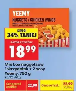 Biedronka Mix box nuggetsów i skrzydełek + 2 sosy Yeemy, 750 g oferta