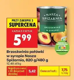 Biedronka Brzoskwinia połówki w syropie Nasza Spiżarnia 820 g 480 g oferta