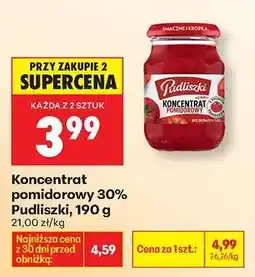 Biedronka Koncentrat pomidorowy 30% Pudliszki, 190 g oferta