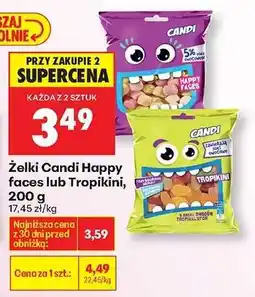 Biedronka Żelki Candi Happy faces lub Tropikini , 200 g oferta
