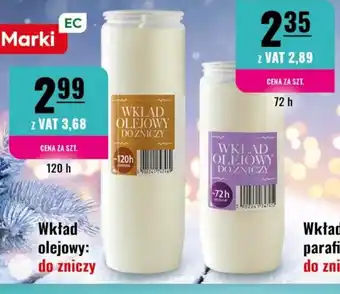 Wkład olejowy: do zniczy