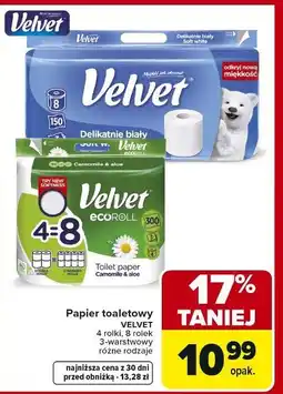 Carrefour Papier toaletowy rumianek i aloes Velvet Eco Roll oferta