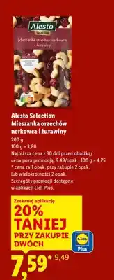 Lidl Mieszanka orzechów nerkowca i żurawiny Alesto Selection oferta