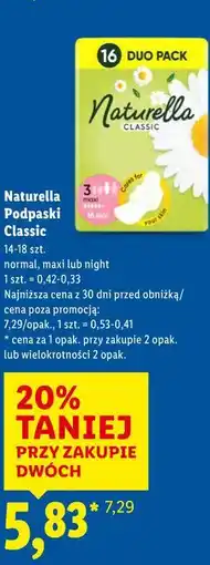 Lidl Naturella Podpaski Classic 14-18 szt oferta