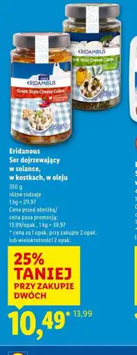 Lidl Eridanous Ser dojrzewający w solance, w kostkach, w oleju oferta