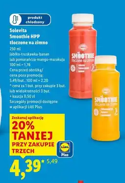 Lidl Solevita Smoothie HPP tłoczone na zimno oferta