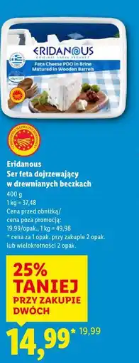 Lidl Eridanous Ser feta dojrzewający w drewnianych beczkach oferta