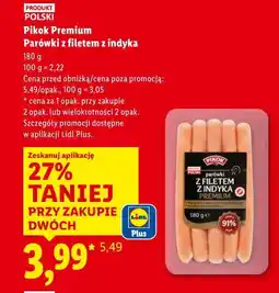 Lidl Pikok Premium Parówki z filetem z indyka oferta