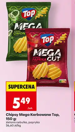 Biedronka Chipsy Mega Karbowane Top, 150g (zielona cebulka, papryka) oferta