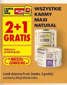 Biedronka Wszystkie karmy Maxi Natural 2+1 gratis oferta