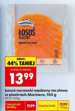Biedronka Łosoś norweski wędzony na zimno w plastrach Marinero oferta