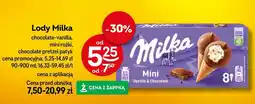 Żabka Lody Milka chocolate-vanilla, mini rożki, chocolate pretzel patyk oferta