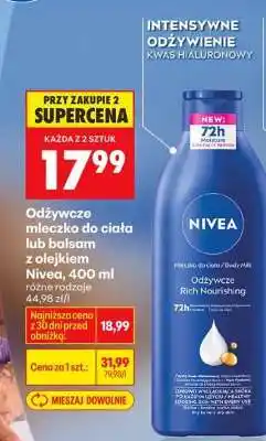 Biedronka Odżywcze mleczko do ciała lub balsam z olejkiem NIVEA, 400 ml oferta