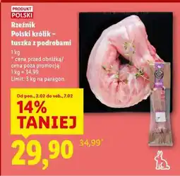 Lidl Rzeźnik Polski królik – tuszka z podrobami oferta