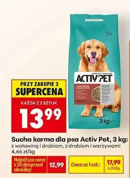 Biedronka Sucha karma dla psa Activ Pet 3 kg oferta