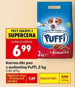 Biedronka Karma dla psa z wołowiną Puffi, 2 kg oferta