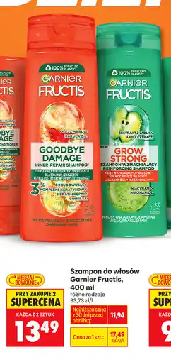Biedronka Garnier Fructis Szampon do włosów, 400 ml (Goodbye Damage) oferta