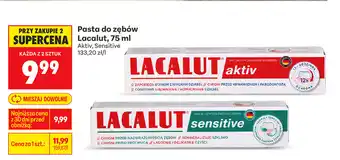 Biedronka Pasta do zębów Lacalut, 75 ml (Aktiv, Sensitive) oferta