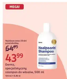 Rossmann Szampon na łuszczycę i łojotokowe zapalenie skóry Dermz Healpsorin oferta