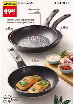 Biedronka Zestaw 3 patelni SMUKEE (średnice: 20 cm, 24 cm, 28 cm, nieprzywierająca powłoka) oferta