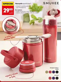 Biedronka Naczynia termiczne SMUKEE (kubek termiczny 450 ml lub termos obiadowy 500 ml z łyżką) oferta