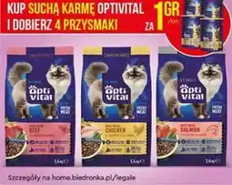 Biedronka Sucha karma OptiVital + 4 przysmaki za 1 gr oferta