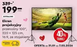 Biedronka Ekran projekcyjny przenośny 100'' 220 x 125 cm, 16:9, ze stojakiem oferta