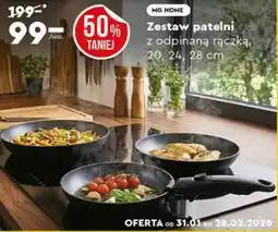 Biedronka Zestaw patelni z odpinaną rączką, 20, 24, 28 cm oferta