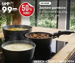 Biedronka Zestaw garnków z odpinaną rączką, 18, 20, 24 cm - MG Home oferta