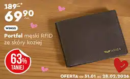 Biedronka WINGS Portfel męski RFID ze skóry koziej oferta